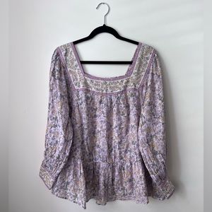 American Eagle | Cotton Floral Peplum Blouse